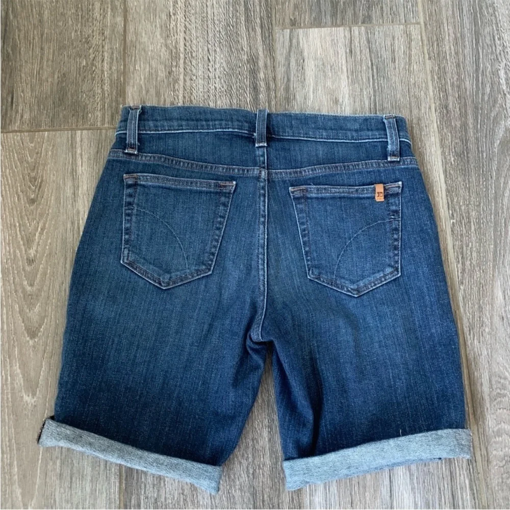 Joe’s Dark Wash Blue Jeans Thea Denim Bermuda Roll Leg Shorts